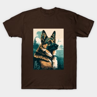 German Shepherd Overlooking Valley T-Shirt